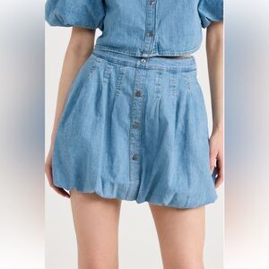 NWT Jonathan Simkhai Standard Denim Bubble Hem Mini Skirt Large Vatia